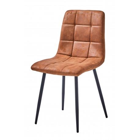 Chaise de repas MANTA en similicuir marron - design sobre et robuste avec piétement en métal_0