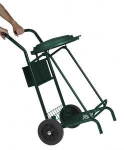 Chariot de voirie 110L Mobisac vert 6005 - roues caoutchouc massif - acier poudré_0