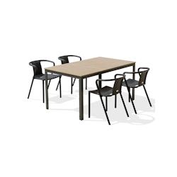 DCB GARDEN Ensemble repas de jardin 4 places en aluminium gris anthracite - BOSTON DIEGO - gris aluminium BOSTONTB150+DIEGOAX4_0