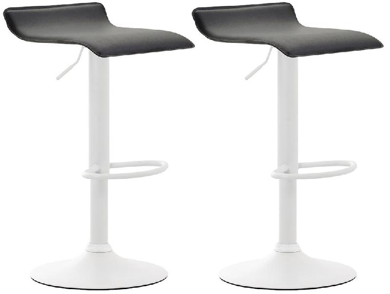 Décoshop26 - Lot de 2 tabourets de bar design minimaliste hauteur réglable repose-pieds en similicuir noir et métal blanc 10_0006403 - blanc métal_0