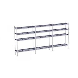 Distform Rayonnage en Inox avec Clayettes 4 Niveaux en Polypropylène P.400mm et H.1800mm Acier inoxydable 4520x400x400x1800mm - 641094567170_0