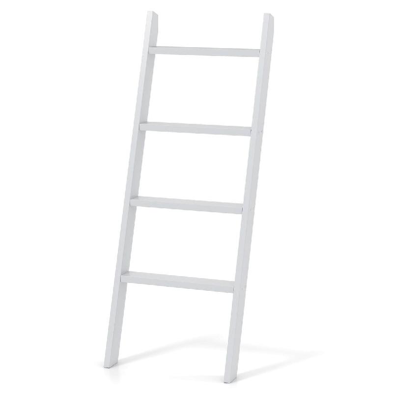 Helloshop26 - Étagère échelle porte-serviettes 51 x 8 x 137 cm capacité 80 kg design rustique en bois gris 20_0019652 - 3000233056062_0