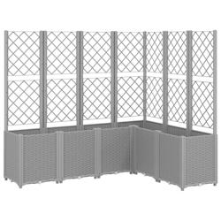 Helloshop26 - Jardinière bac lit surélevé plantes fleurs terrasse jardin avec treillis clair 160 x 120 x 140 cm PP gris 02_0038346 - 3000214181059_0