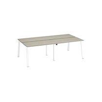 Pôle de 4 bureaux droits chêne gris L 120 x P 60 cm, piétement métal blanc - Arch_0