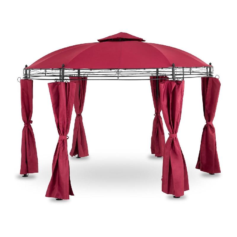 Pergola pavillon barnum tonnelle tente abri gazebo de jardin terrasse beige rouge - Ø 3,5 m - toile 180 g/m² - protection UV et tissu imperméable_0