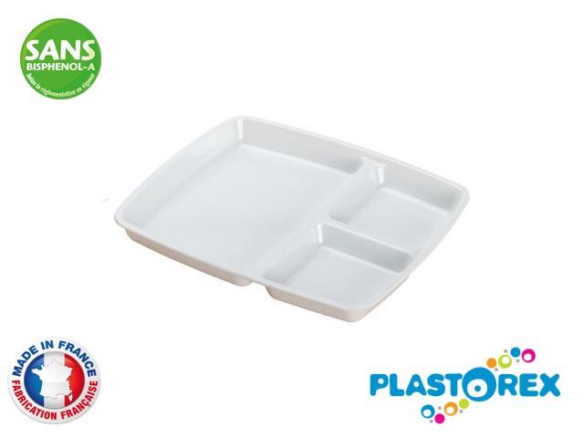 PLATEAU A 3 COMPARTIMENTS MELAMINE BLANCHE