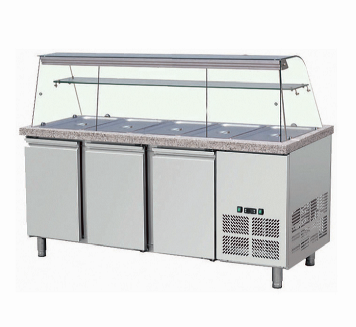 Saladette professionnel positive ventilée 3 portes 612 l avec vitrine pour gn 1/1x5 - THSAI188_0