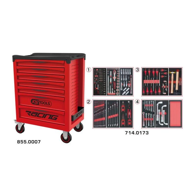 Servante RACING 7 tiroirs équipée de 173 outils - KSTools | 855.7173_0