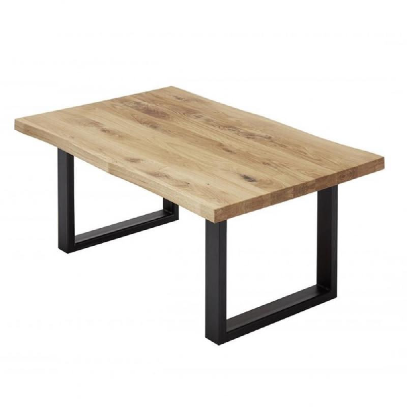 Table basse 110 cm - chêne massif et métal - style industriel et naturel_0