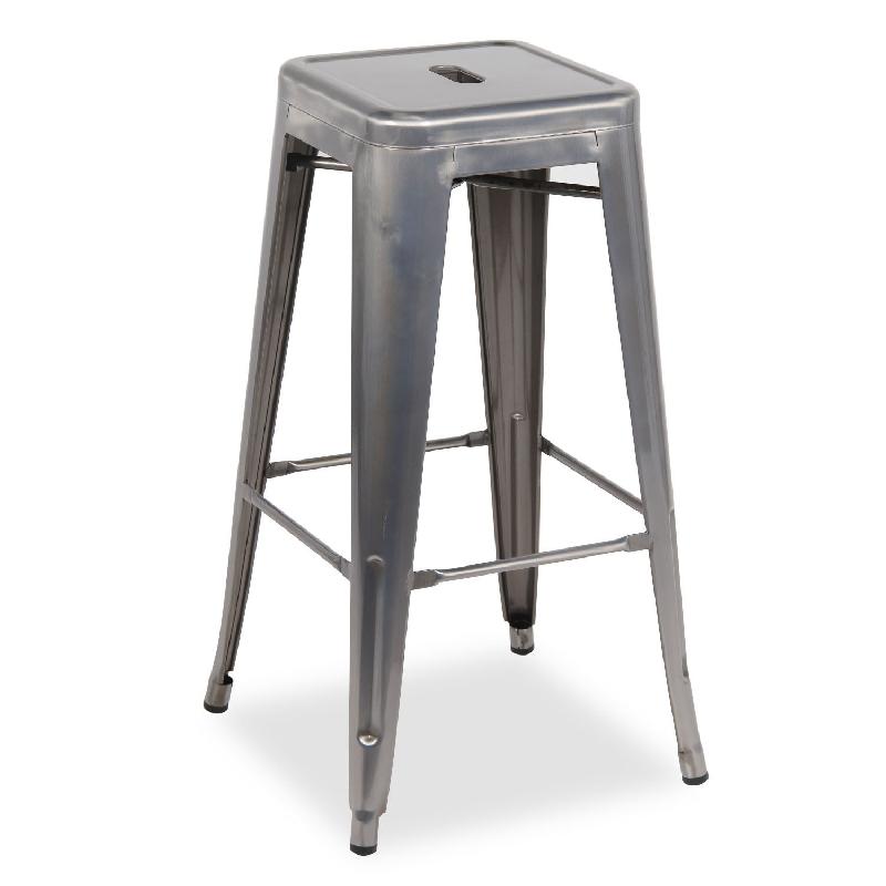 Tabouret de bar en metal factory 66cm - brushed steel_0