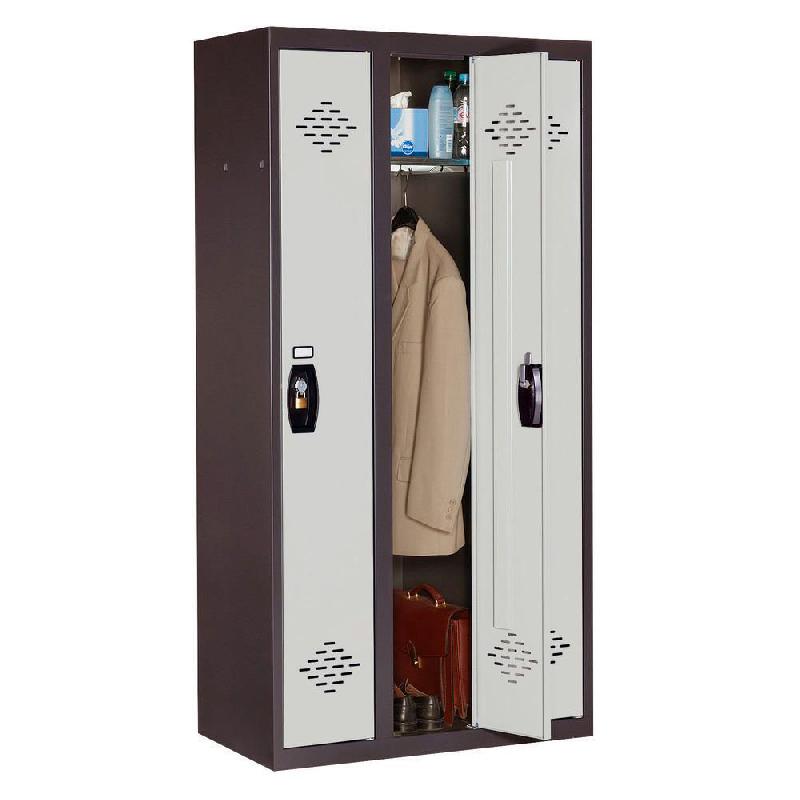 VESTIAIRE AVANTAGE - INDUSTRIE PROPRE - 3 COLONNES - CORPS ANTHRACITE - PORTES GRISES