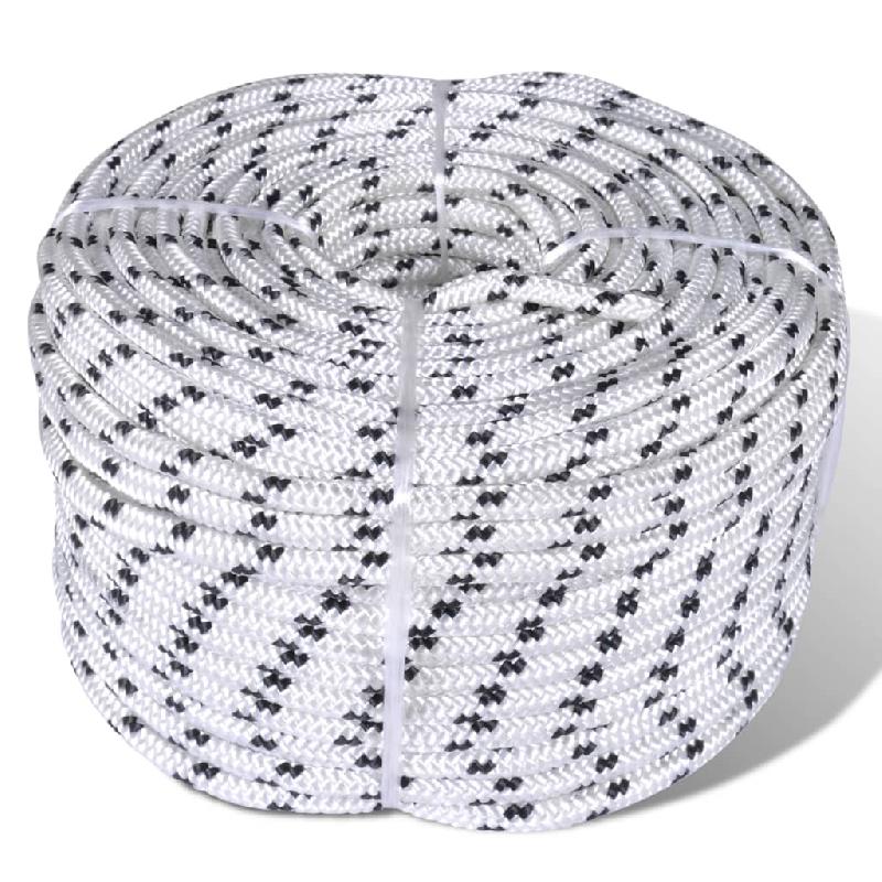 Vidaxl corde de bateau tressée polyester 6 mm 250 m blanc 143789_0