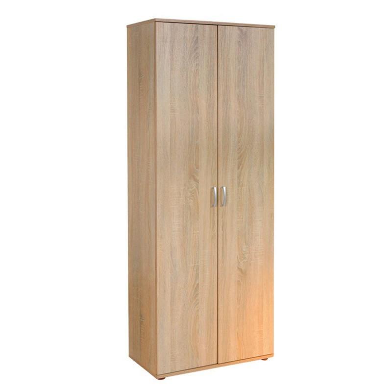 Armoire 2 portes Lorenzo 189 cm imitation chêne Sonoma - Paris Prix - 5 étagères réglables_0