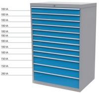 Armoire à tiroirs T 736 - 1005 x 736 x 1519 mm - 12 tiroirs avec glissières à roulement à billes et mécanisme anti-basculement_0