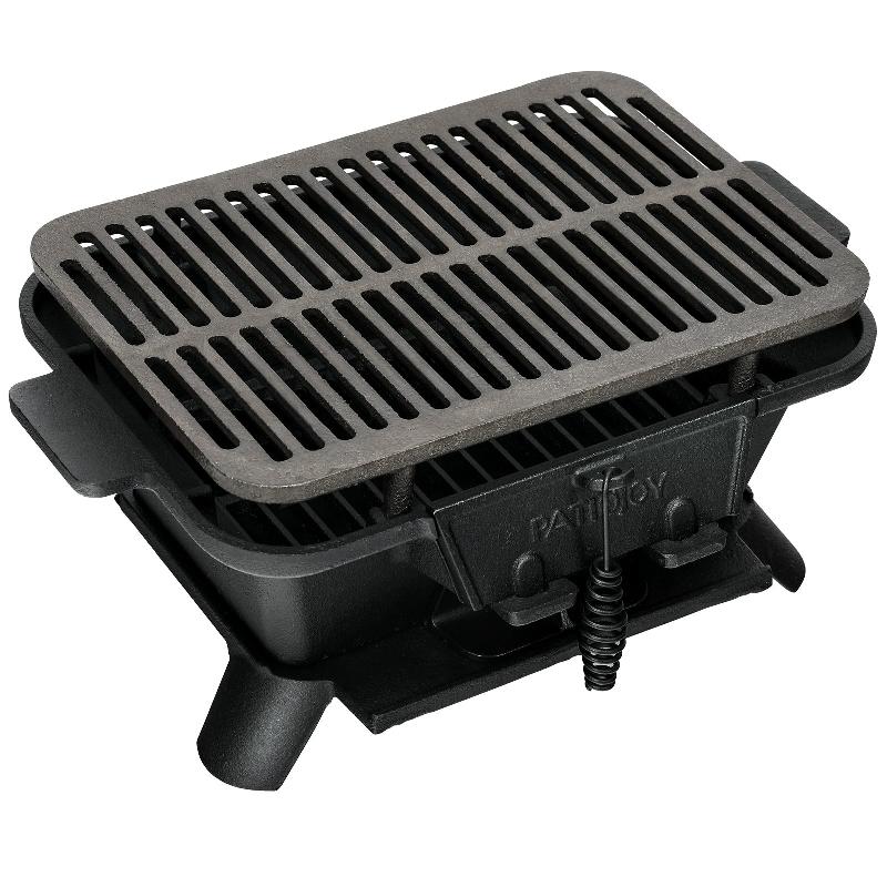 Barbecue à charbon portable - grille double face en fonte - trappe de ventilation - noir - 20_0007827_0