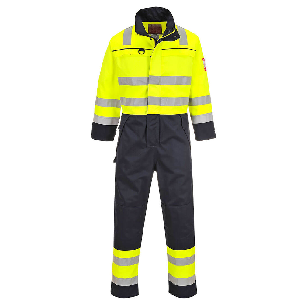 Combinaison simple fermeture - BIZFLAME MULTI HV tissu zone ATEX 345g, poches genoux (Jaune/Marine) - PCCAHV10-S - Portwest_0