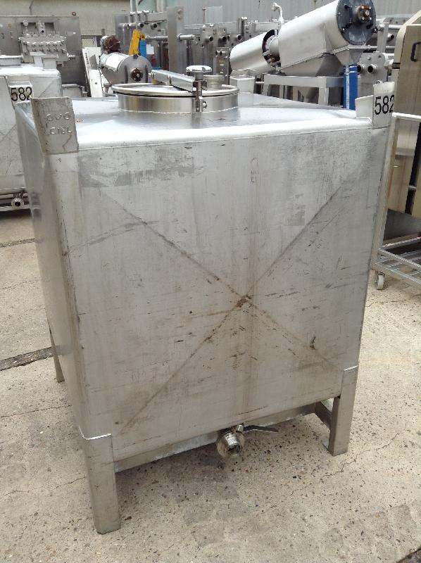 Container (IBC/GRV) inox 1000 L - CON003 - Trou d'homme dia 400 - Vidange 51 - Poids 130 kg_0