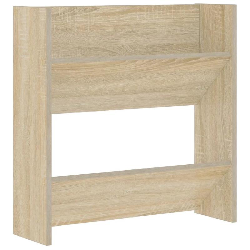 Helloshop26 - Armoire à chaussures murale moderne 60 x 18 x 60 cm rangement pratique 2 étagères en aggloméré chêne sonoma 02_0047887 - 3000235001664_0