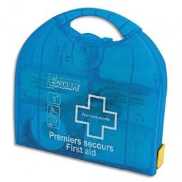 LABORATOIRES ESCULAPE COFFRET PREMIERS SECOURS SPÉCIAL BUREAUX AVEC SUPPORT MURAL POUR 1 À 5 PERSONNES