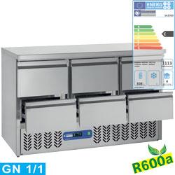 Pack saladette inox frigorifique gaz r600a : 3 portes avec 6 tiroirs compact line - SA3/R6_3XGC1/2/R6_0