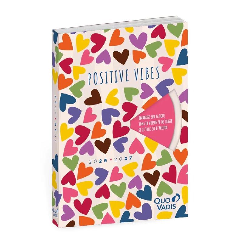 Quo Vadis - Agenda année scolaire - 2026-2027 - Journalier - Multilingue - Positive vibes - Multicolore - 12 mois de août à juillet - 12x17 cm - mu_0