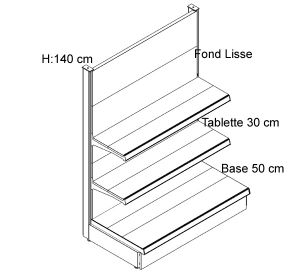 Tête de gondole h.140xl.100xp.50 cm avec 2 tablettes 30 cm_0