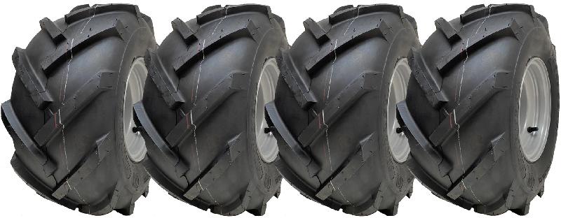 18x9.50-8 Open Centre Tyres on Rim Cleated Rotovator 4 Stud 100mm PCD (Set of 4)_0