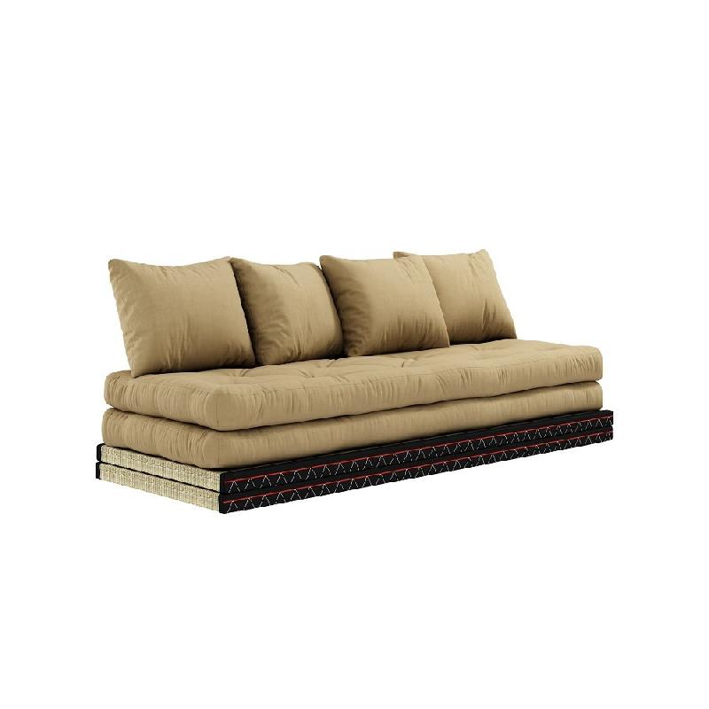 BANQUETTE FUTON TATAMI CHICO BEIGE BLÉ COUCHAGE 2 X 70*200 CM._0