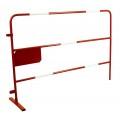 Barrière TP - acier avec peinture époxy - 1,5 x 1 m - rouge avec bandes réfléchissantes_0
