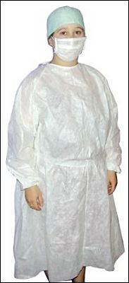 Blouse de protection imperméable PE non stérile - blanche, taille unique, classe 1, 115x136cm_0