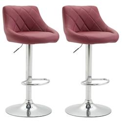 CLP Lot de 2 tabourets de bar Lazio similicuir Bordeaux - rouge polyester 307029_0