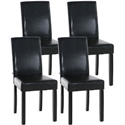 CLP Lot de 4 Chaises de salle à manger Ina similicuir avec pieds en Bois Marron/Noir - marron polyester 181067403_0