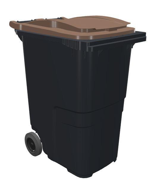 Conteneur poubelle bicolore - 360 litres Gris/Marron RAL 8025 - Sulo avec roues caoutchouc et poignées ergonomiques_0
