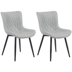 Décoshop26 - Set de 2 chaises de salle à manger design moderne en PVC gris et métal noir 10_0001672 - gris 3000250609142_0