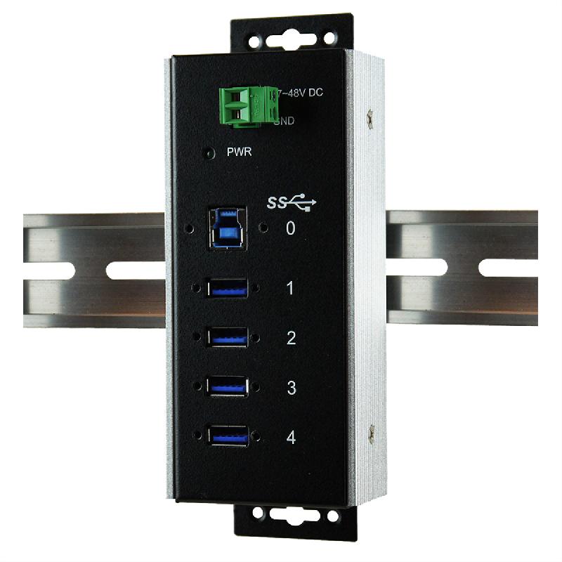 EXSYS EX-1185HMVS-WT Hub USB3.0 métal à 4 ports, Din, plage de -40°C à 85°C_0