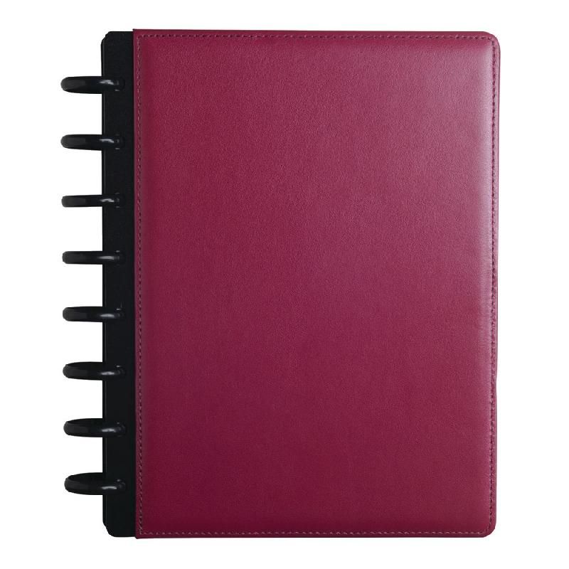 M BY STAPLES CARNET ARC A5 60 PAGES LIGNÉES AVEC COUVERTURE CUIR PRUNE