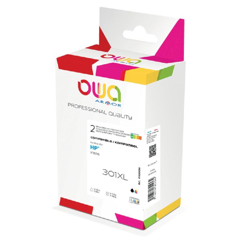 OWA K10501OW Cartouche d'encre remanufacturée compatible HP 301XL - Pack 4 couleurs_0