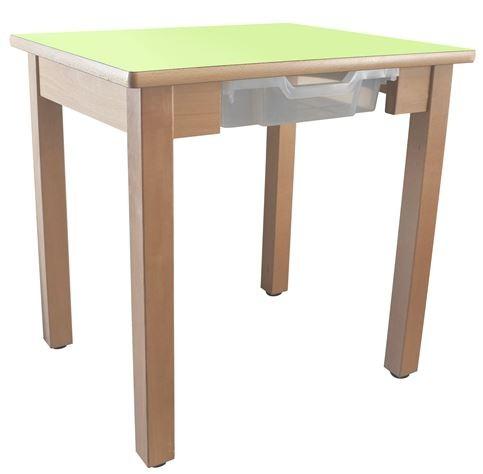 Table d'école rectangulaire en hêtre massif - Plateau mélaminé ou stratifié - Normes NF EN 1729-2 - Disponible en 6 dimensions_0