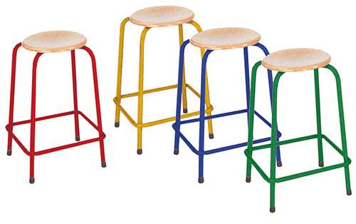 Tabouret fixe de laboratoire avec assise ronde en bois H 580 mm - Réf ST 410327 - BIOLAB_0