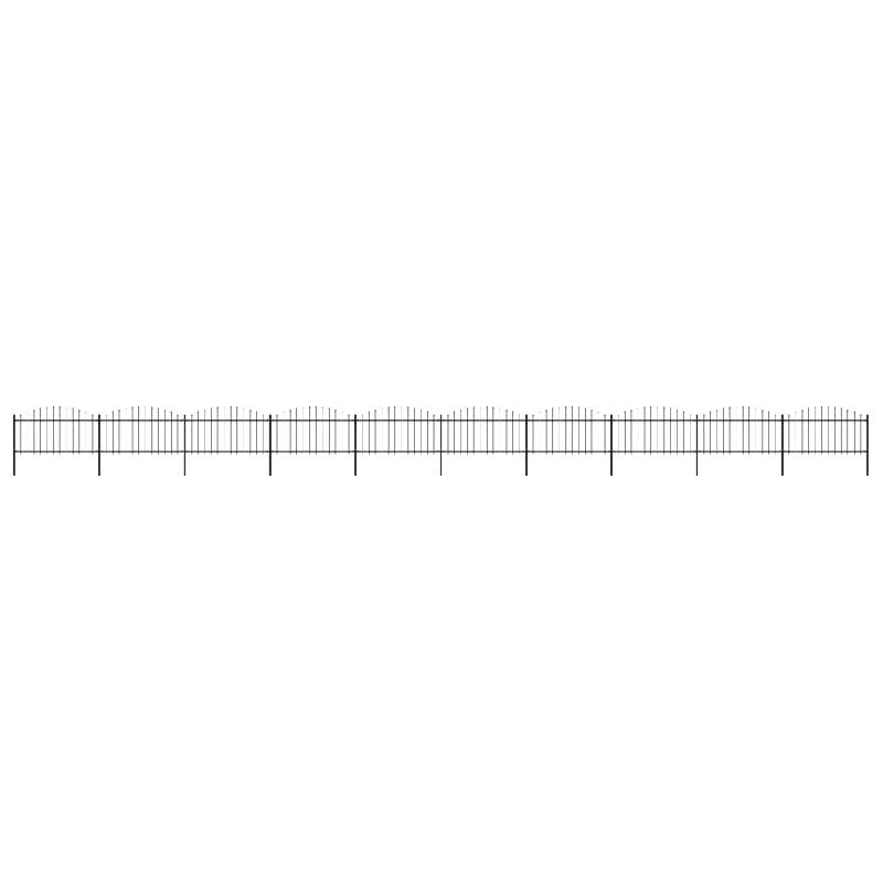 Vidaxl clôture de jardin à dessus en lance acier (1,25-1,5)x17 m noir 277739_0