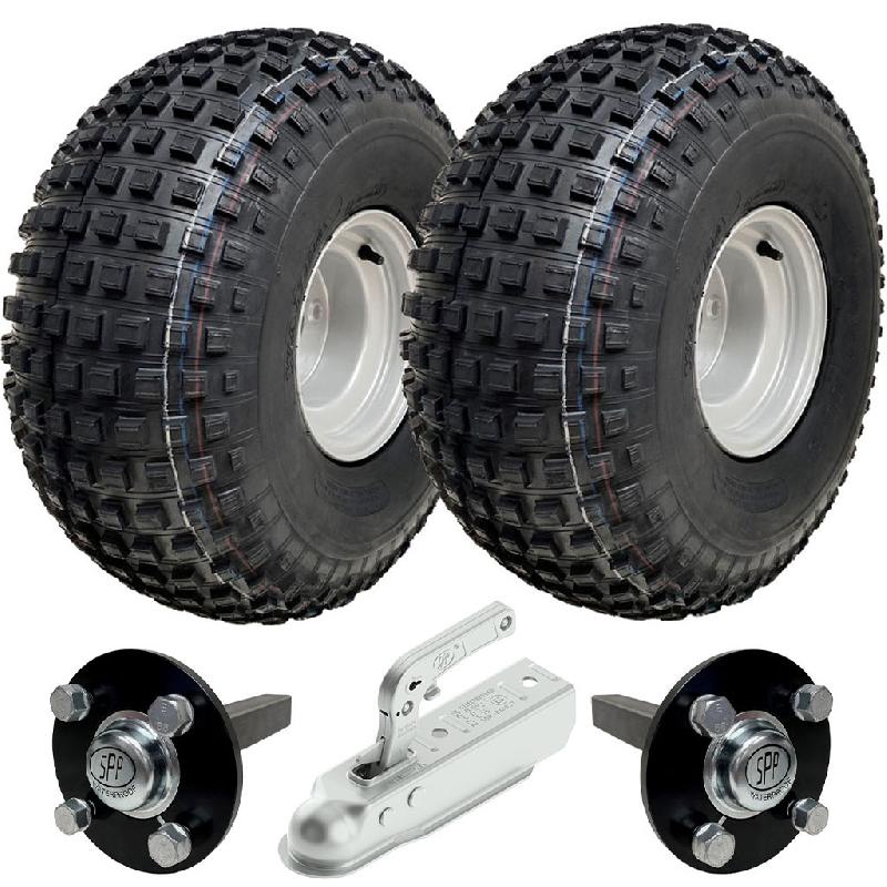22x11.00-8 Kit remorque ATV Quad Knobby, roues 6ply, essieux, attelage capacité 612kgs_0