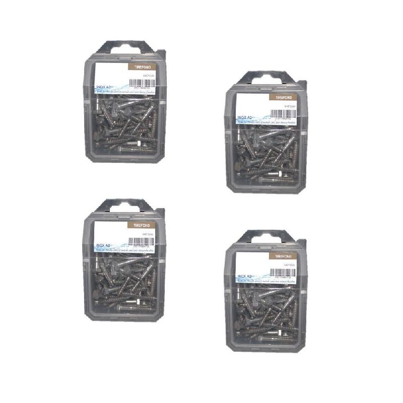 4 Coques de 30 Tirefonds Bois Tête Hexagonale 8 x 40 mm - Inox A2 - D-Work - argenté 3664100315241_0