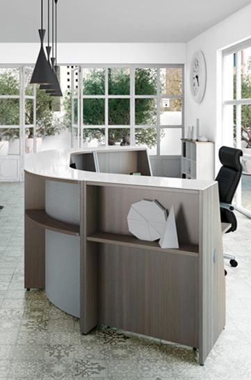 Banque d'accueil demi-rond - Bienvenue by Buronomic avec top en verre dépoli_0