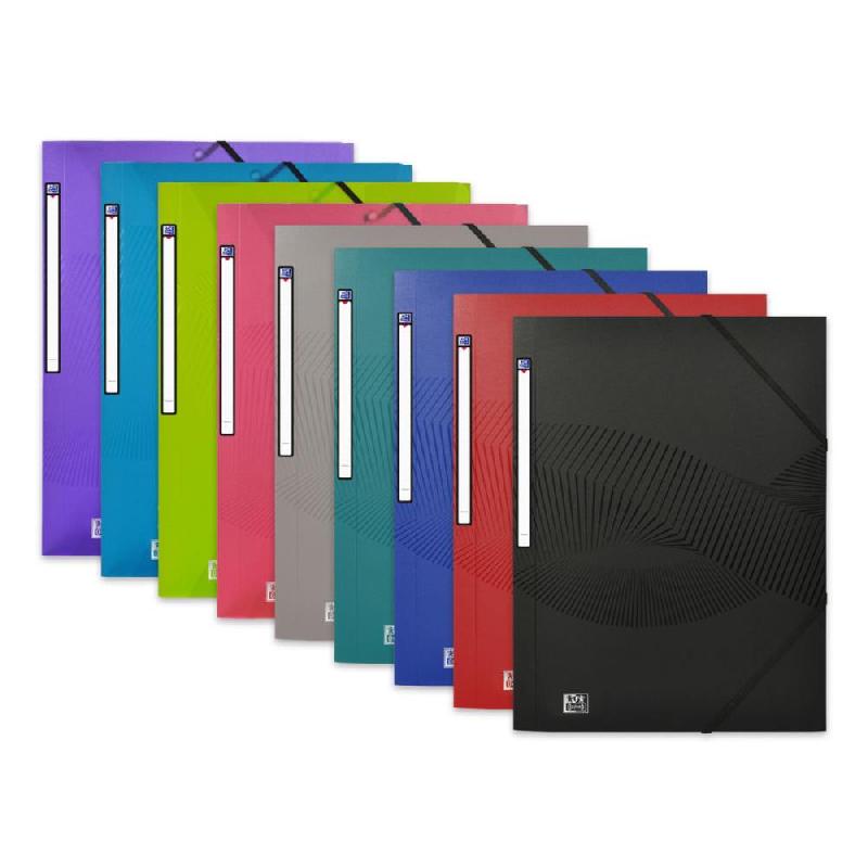 CHEMISES 3 RABATS A ELASTIQUES OXFORD OSMOSE A4 EN POLYPROPYLENE - COLORIS ASSORTIS OPAQUES/TRANSLUCIDES - LOT DE 10