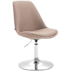 Décoshop26 - Chaise de salle à manger x1 pivotante hauteur réglable en tissu taupe et pied trompette en métal chromé 10_0003790 - 3000251770803_0