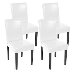 Décoshop26 - Lot de 4 chaises de salle à manger synthétique blanc pieds foncés CDS04148 - blanc 3000076230889_0