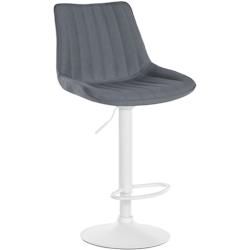 Décoshop26 - Tabouret de bar x1 réglable en hauteur pivotant à 360° assise en tissu gris couture verticale pied métal blanc 10_0005439 - blanc 30_0