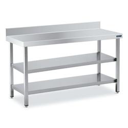 Distform Table Inox de Travail Adossée avec 2 Étagères Gamme 500 Acier inoxydable 1200x500x500x850mm - 651637547071_0