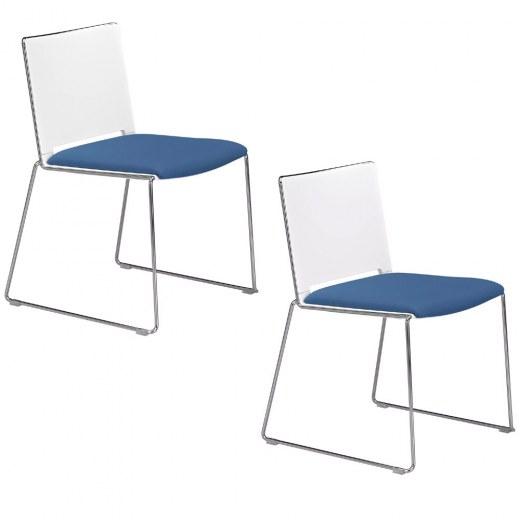 Ensemble de 2 Chaises FLORA Assise Tapissée Piétement Chromé - Référence 8040 SR G_0