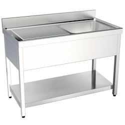 EURAST - Evier avec support 1 étagère, 1 égouttoir et 1 cuve 400x400x200 - 1000x550x850 mm - 2135I001 - inox 2135I001_0